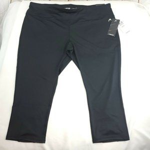 Head Womens Black High Rise Elastic Waist Criss Cross Tight Capri Pants Size 3X